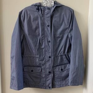 Breckenridge Blue Gingham Print Lined Rain Coat Medium Jacket
